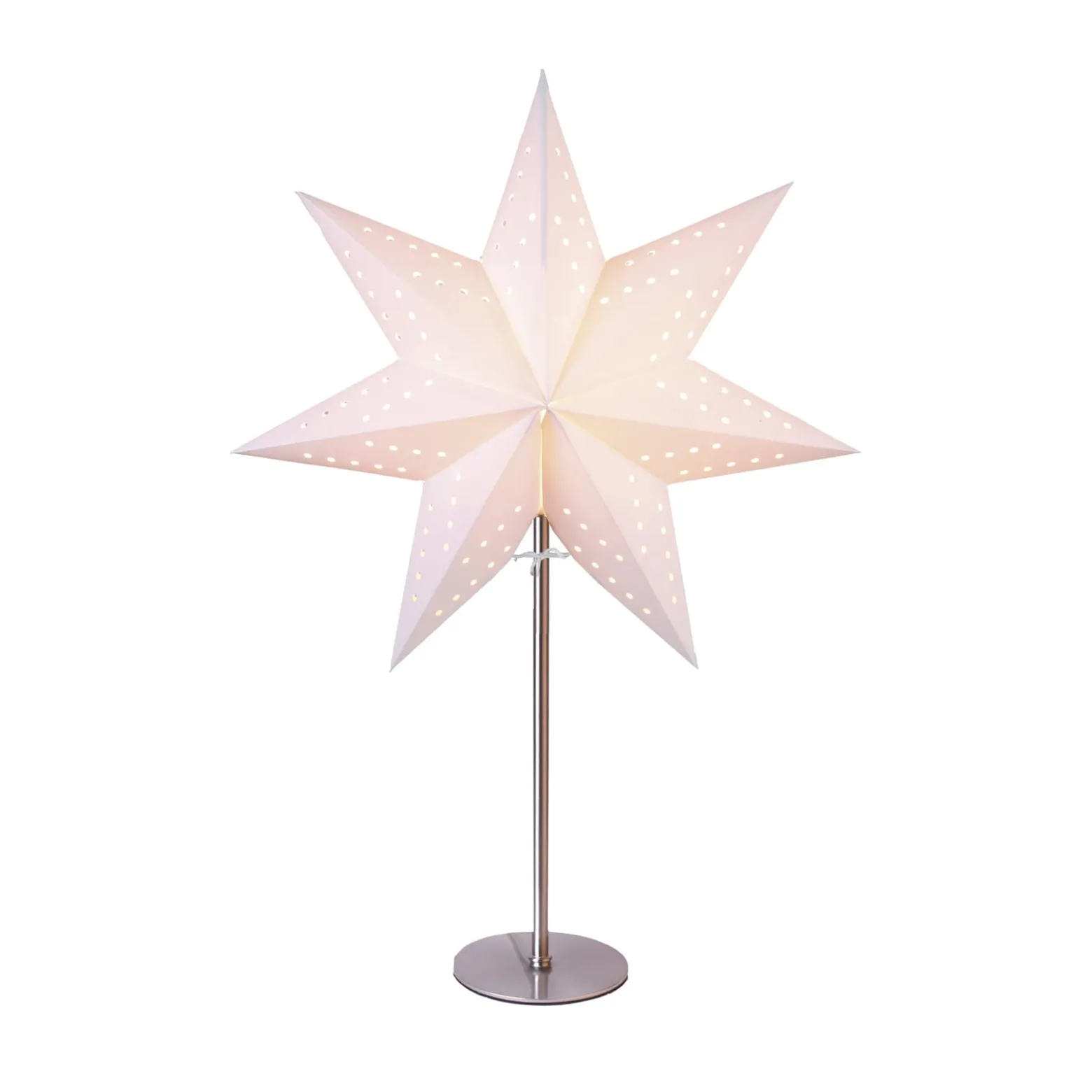 Bobo pöytävalaisin, valkoinen, paperitähti, korkeus 51 cm, E14