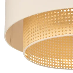 Boho-kattovalaisin, kermanvärinen/puu, halkaisija 60 cm, tekstiili/rottinki