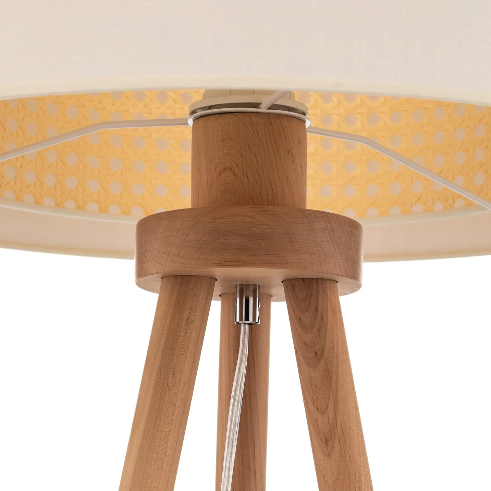 Boho-lattiavalaisin, valkoinen/puu, tekstiili/rottinki/puu, 140 cm
