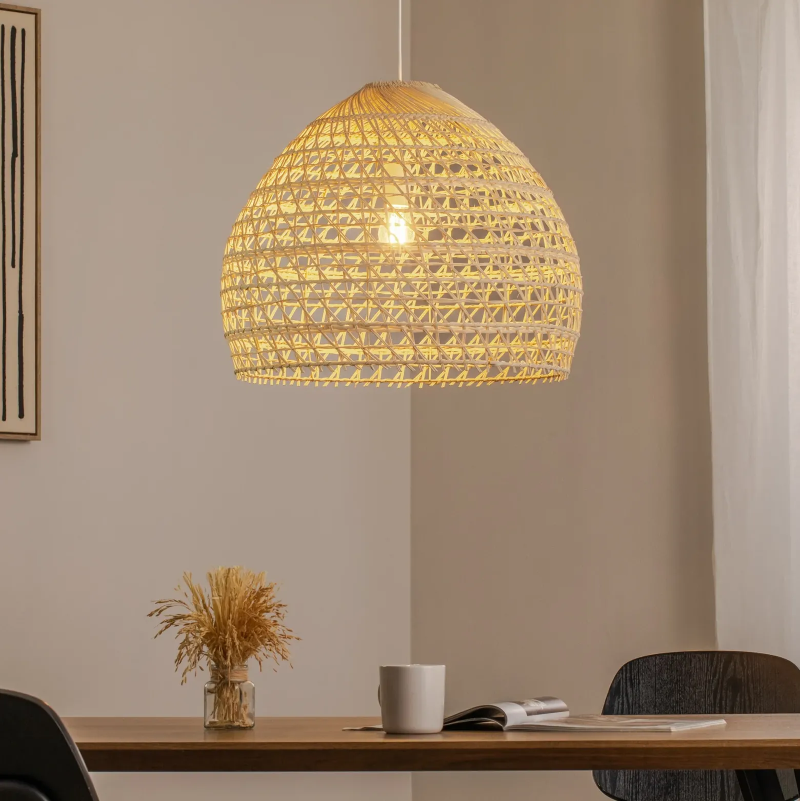 BOHO riippuvalaisin, Ø 60 cm, luonnonruskea, rottinki, E27