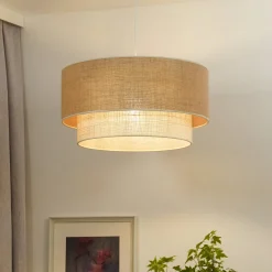 Boho-riippuvalaisin, ruskea/valkoinen, halkaisija 45 cm, tekstiili