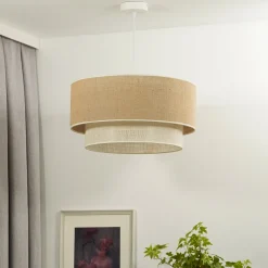 Boho-riippuvalaisin, ruskea/valkoinen, halkaisija 45 cm, tekstiili