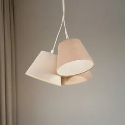 Boho-riippuvalaisin, 3-valo, kerma/beige, juutti