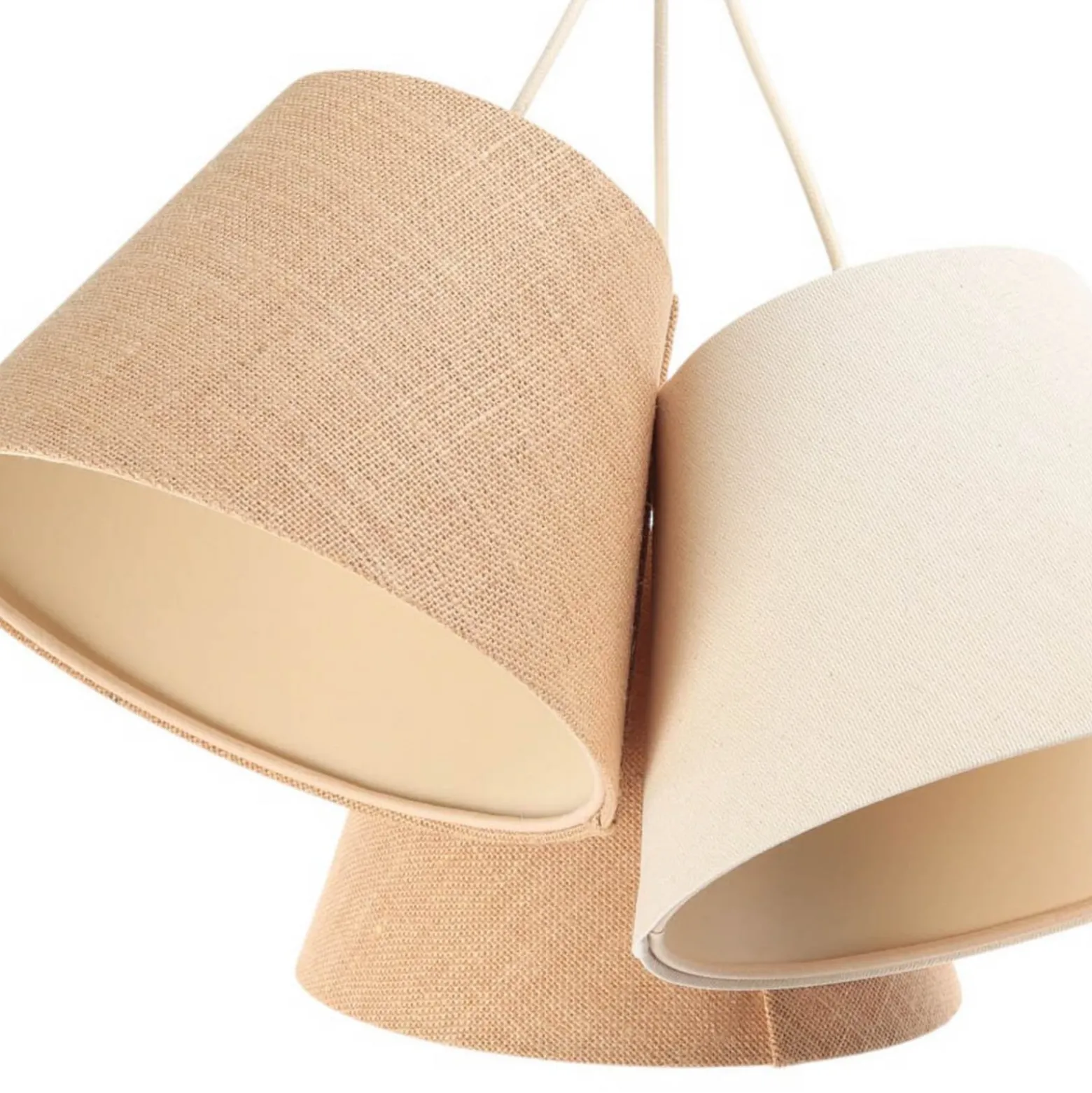 Boho-riippuvalaisin, 3-valo, kerma/beige, juutti