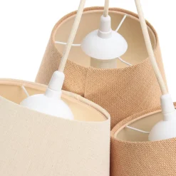 Boho-riippuvalaisin, 3-valo, kerma/beige, juutti