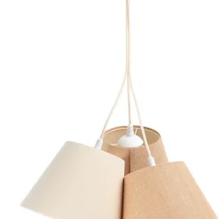 Boho-riippuvalaisin, 3-valo, kerma/beige, juutti
