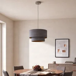 Boho-riippuvalo, harmaa/kultainen, Ø 45 cm, tekstiili, E27