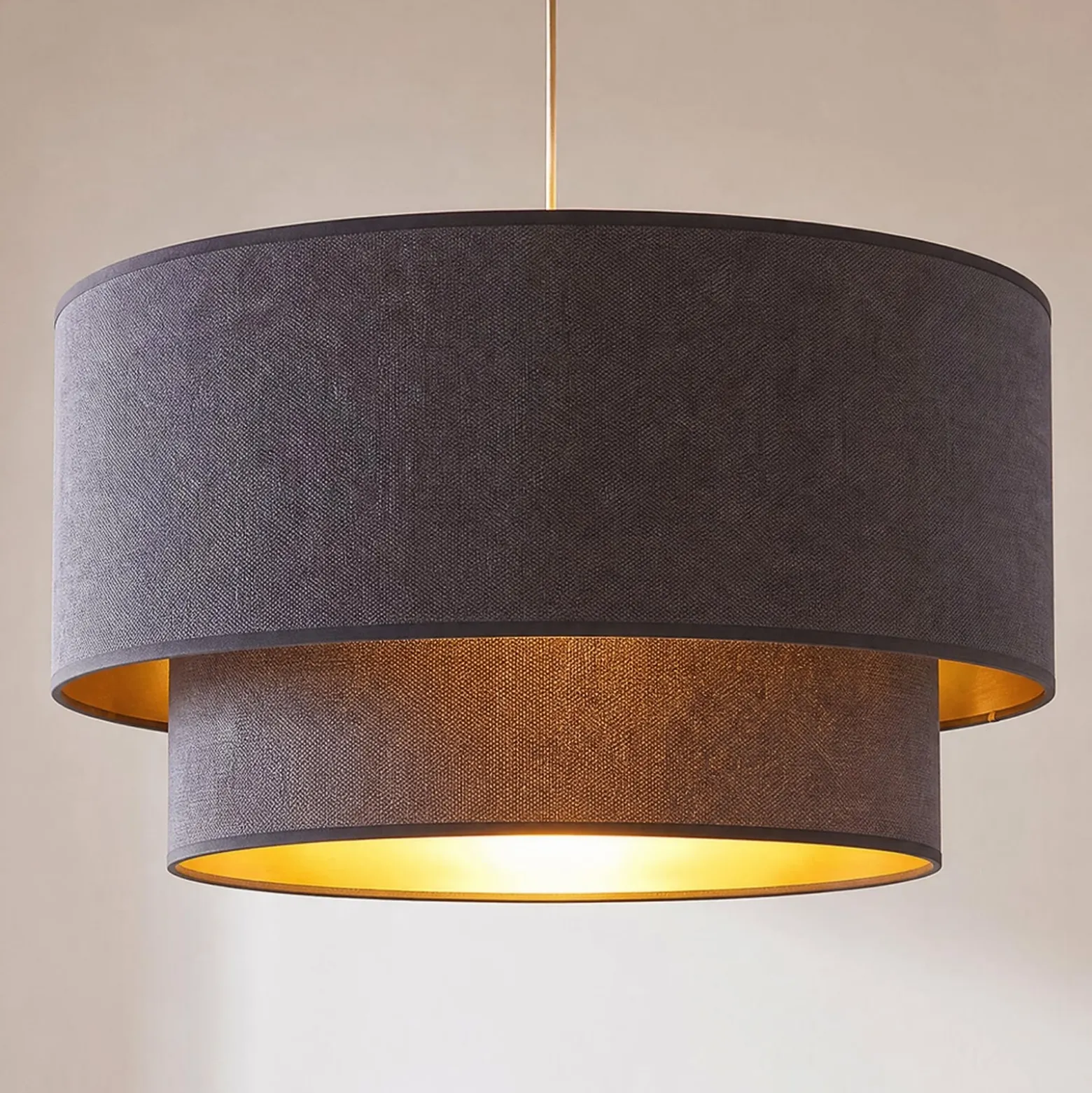 Boho-riippuvalo, harmaa/kultainen, Ø 45 cm, tekstiili, E27