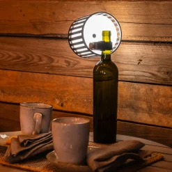Bottle LED-ladattava pöytävalaisin, musta, alumiini, IP54, himmennin,