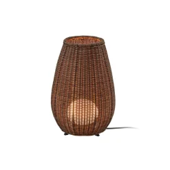 Bover LED-pöytävalaisin Amphora, ruskea/rotangonruskea, 47 cm