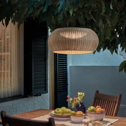 Bover LED-ulkoriippuvalaisin Perris, ruskea/beige, Ø 47 cm