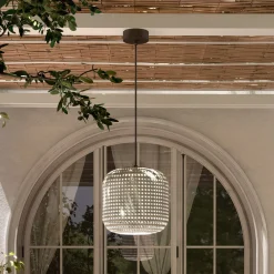 Bover Nans S/31 LED-riippuvalaisin ulkona, beige