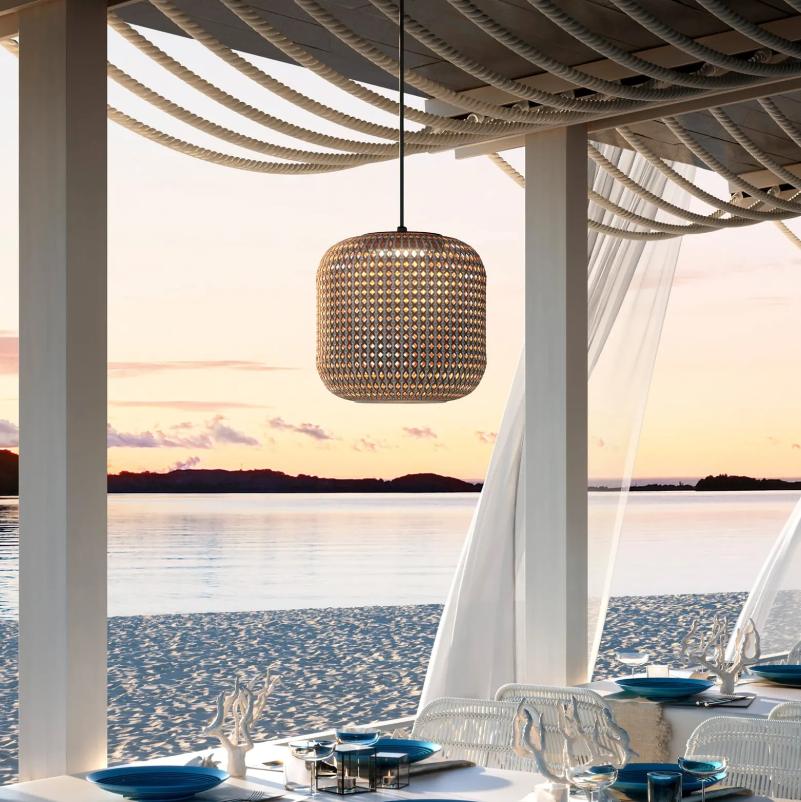 Bover Nans S/31 LED-riippuvalaisin ulkona, ruskea