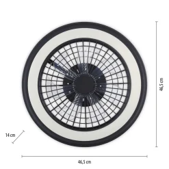 Brandon-LED-kattotuuletin, musta, RGBW, CCT, halkaisija 46,5 cm