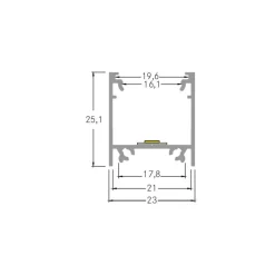 BRUMBERG asennusprofiili korkeus 25 mm pituus 2 m alumiini