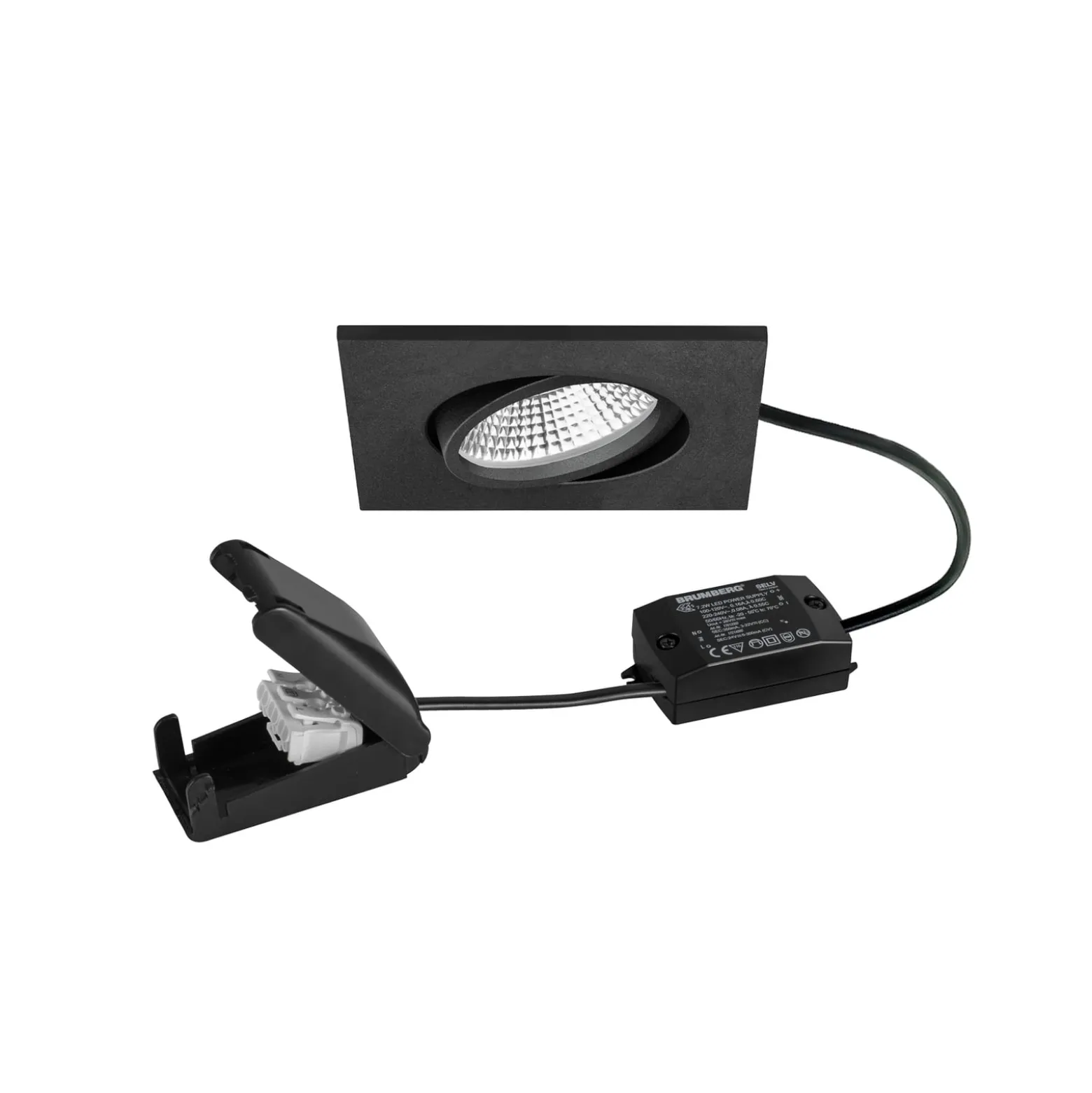 BRUMBERG BB25 LED-spotti IP65 on/off liitäntärasia musta mattapintainen