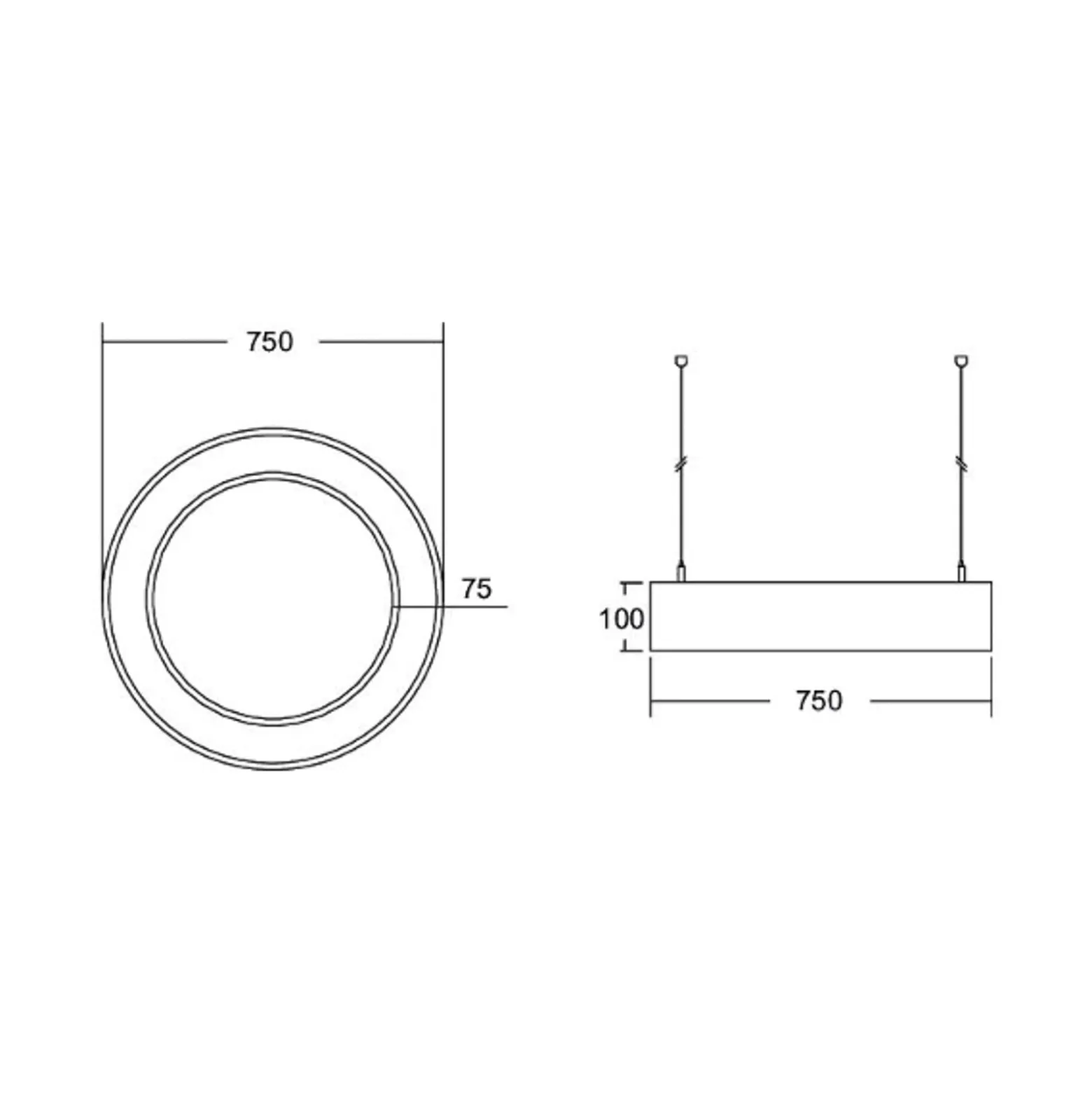 BRUMBERG Biro Circle Ring10 suora Ø 75 cm DALI hopea 830