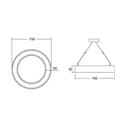 BRUMBERG Biro Circle Ring5 suora Ø 75 cm on/off hopea 830