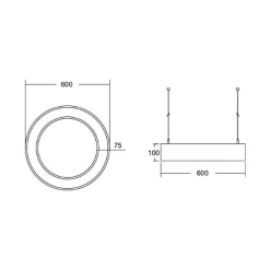 BRUMBERG Biro Circle Ring10 ylös/alas Ø 60 cm DALI hopea 840
