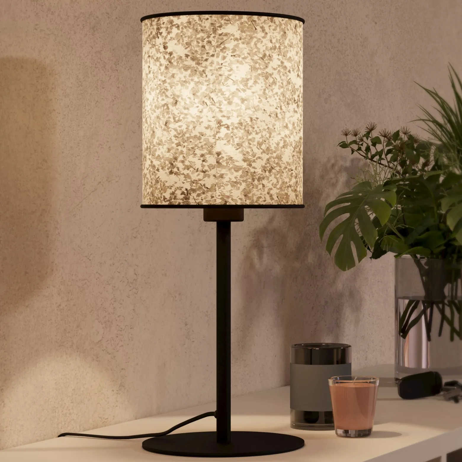 Butterburn pöytävalaisin, korkeus 47,5 cm, beige/vihreä, kangasta