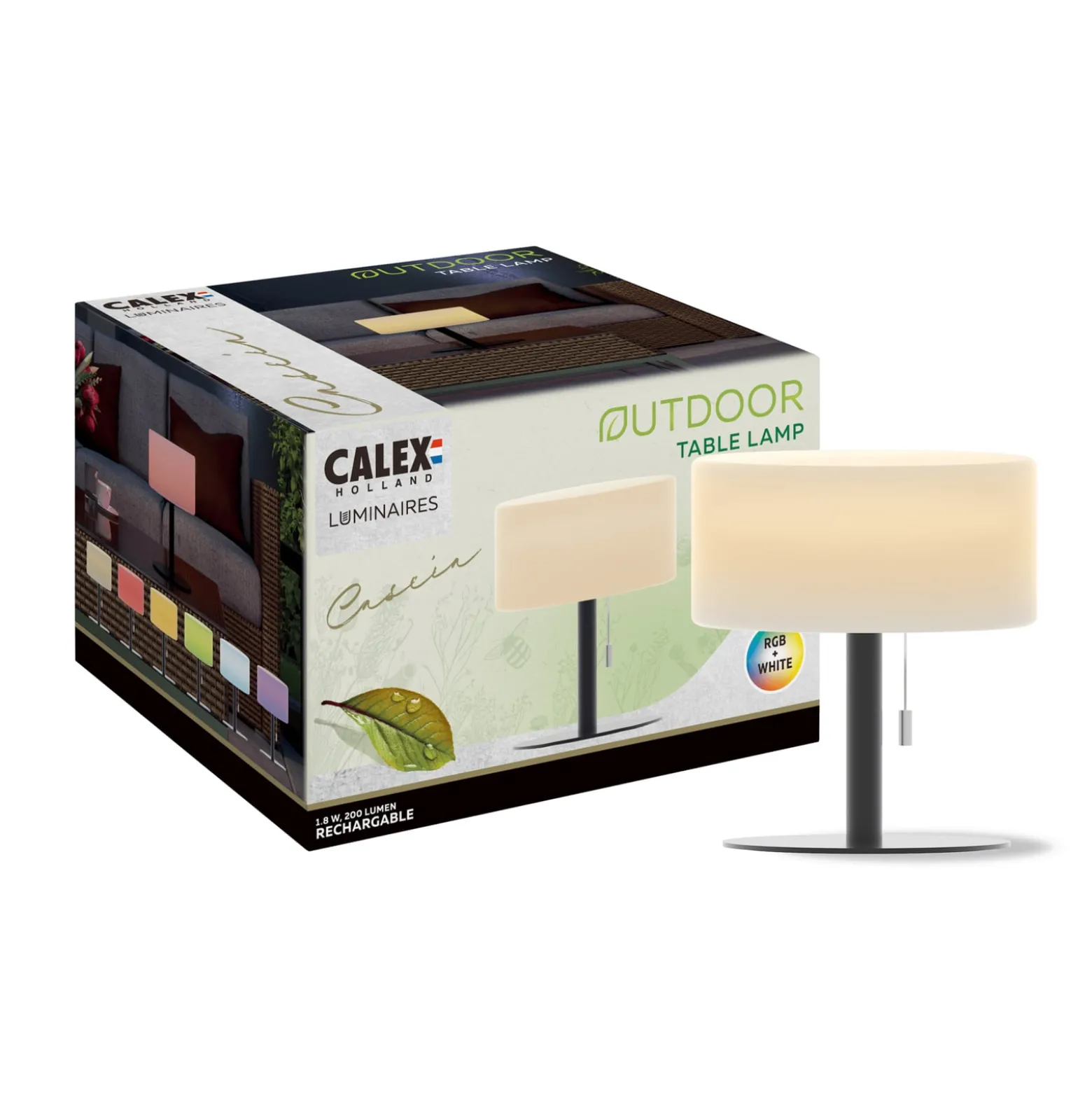 Calex LED-ladattava pöytävalaisin, IP44, vetokytkin