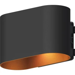 Calex LED-ulkoseinälamppu Potenza ylös/alas, IP44, musta/kulta