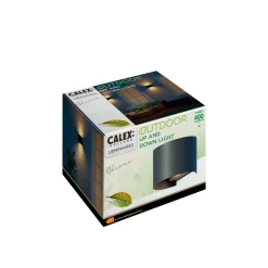 Calex LED-ulkoseinälamppu, soikea, ylös/alas, korkeus 10 cm, musta