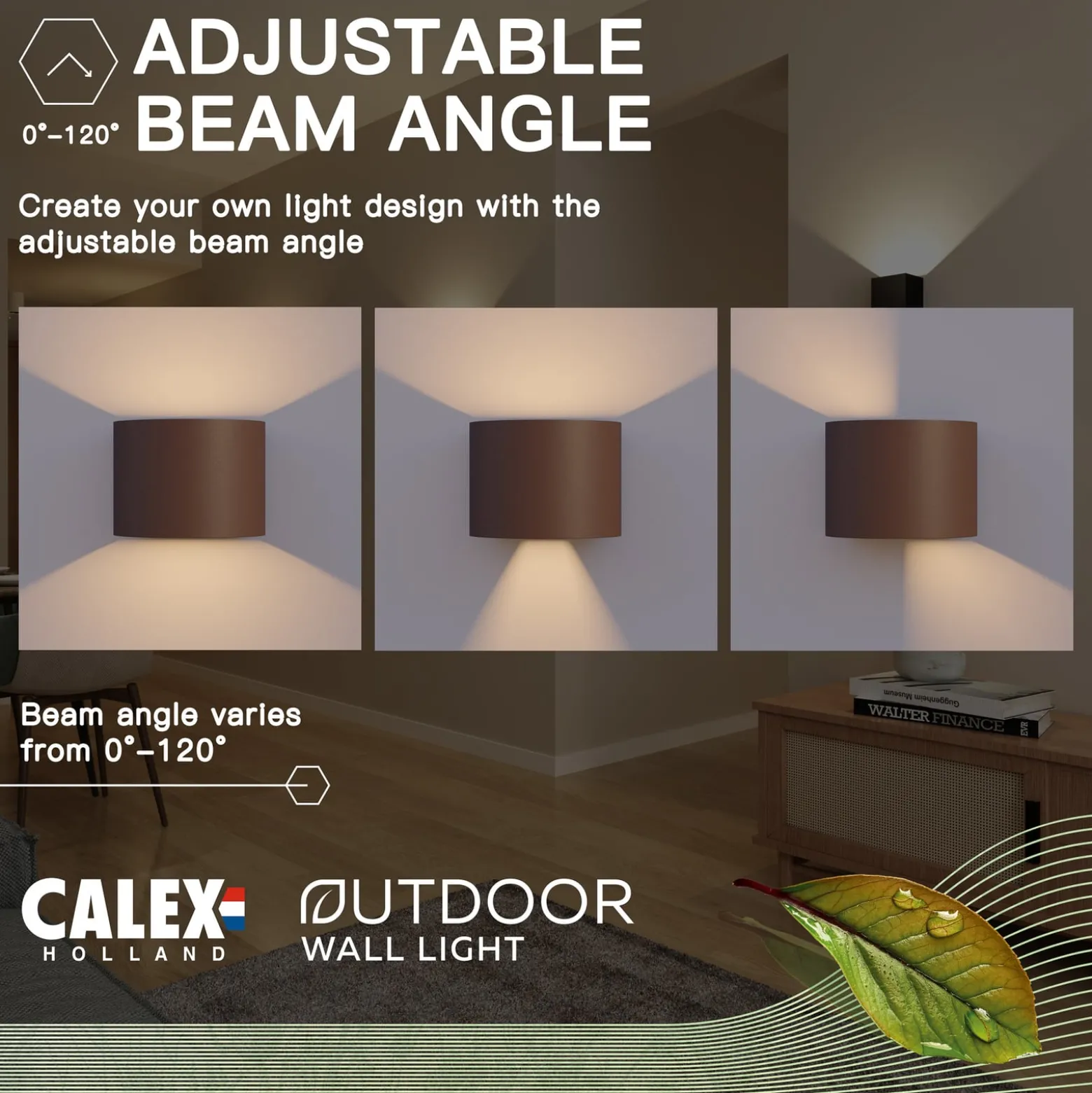 Calex LED-ulkoseinälamppu, soikea, ylös/alas, korkeus 10 cm, ruosteenruskea