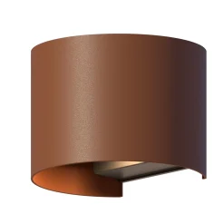 Calex LED-ulkoseinälamppu, soikea, ylös/alas, korkeus 10 cm, ruosteenruskea
