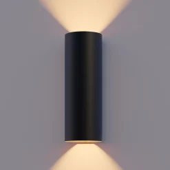 Calex LED-ulkoseinävalaisin pyöreä, ylös/alas, korkeus 23 cm, musta