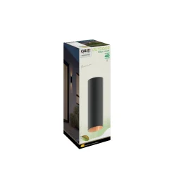 Calex LED-ulkoseinävalaisin pyöreä, ylös/alas, korkeus 23 cm, musta