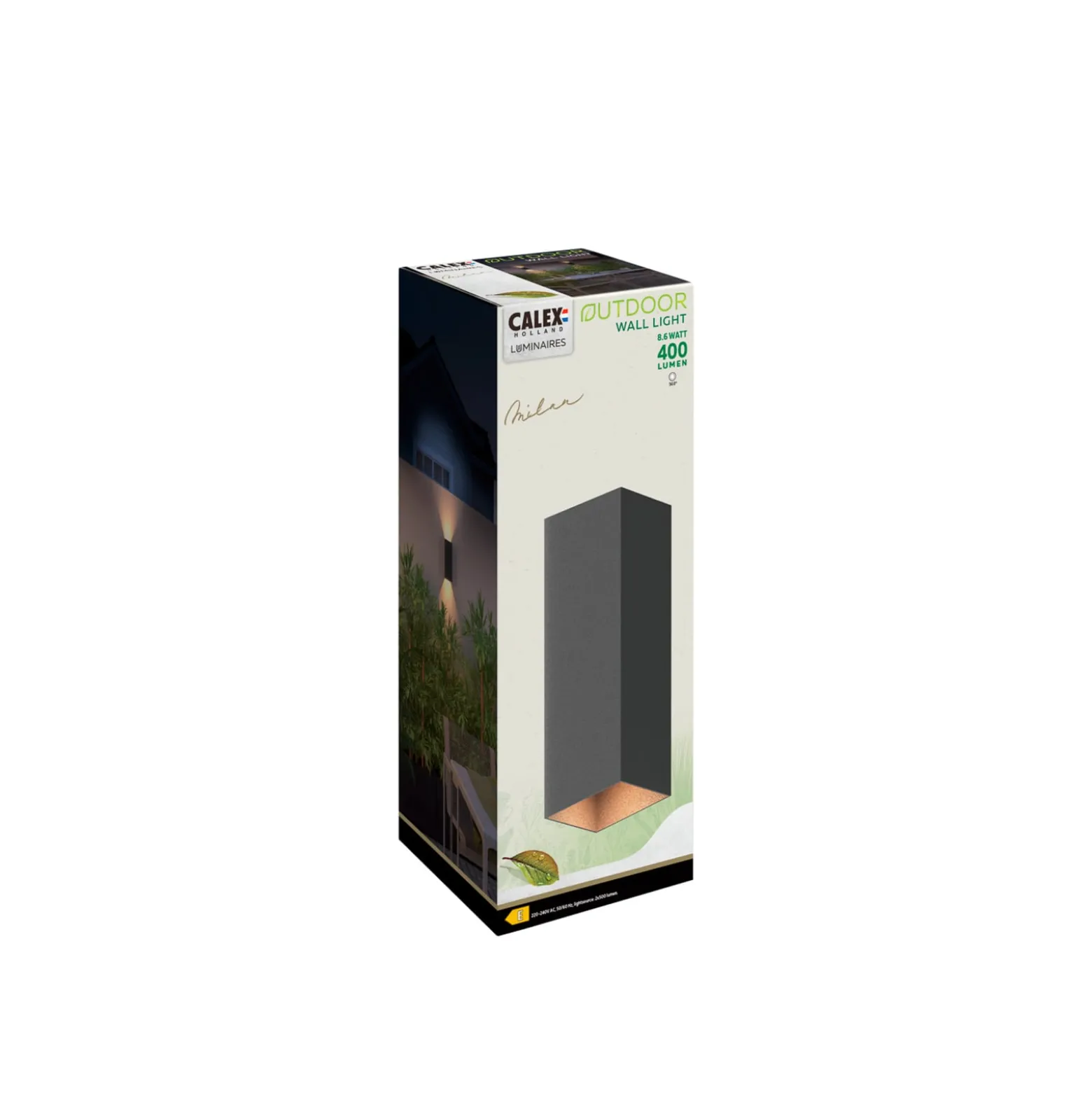 Calex LED-ulkoseinävalaisin suorakulmio ylös/alas korkeus 23cm musta
