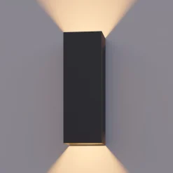Calex LED-ulkoseinävalaisin suorakulmio ylös/alas korkeus 23cm musta