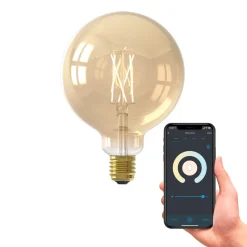 Calex Smart E27 G125 7W LED-hehkulanka 806lm kultainen