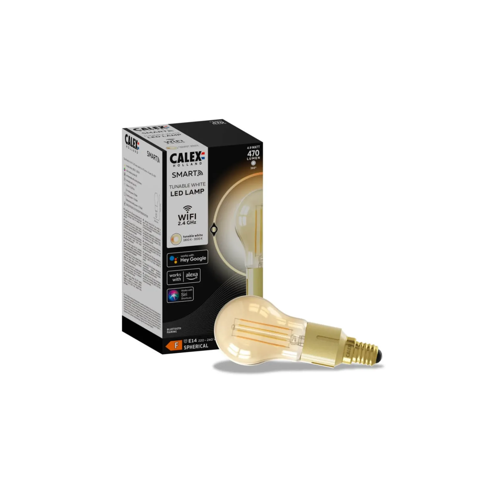 Calex Smart E14 4,9W LED filament kulta 1800–3000K