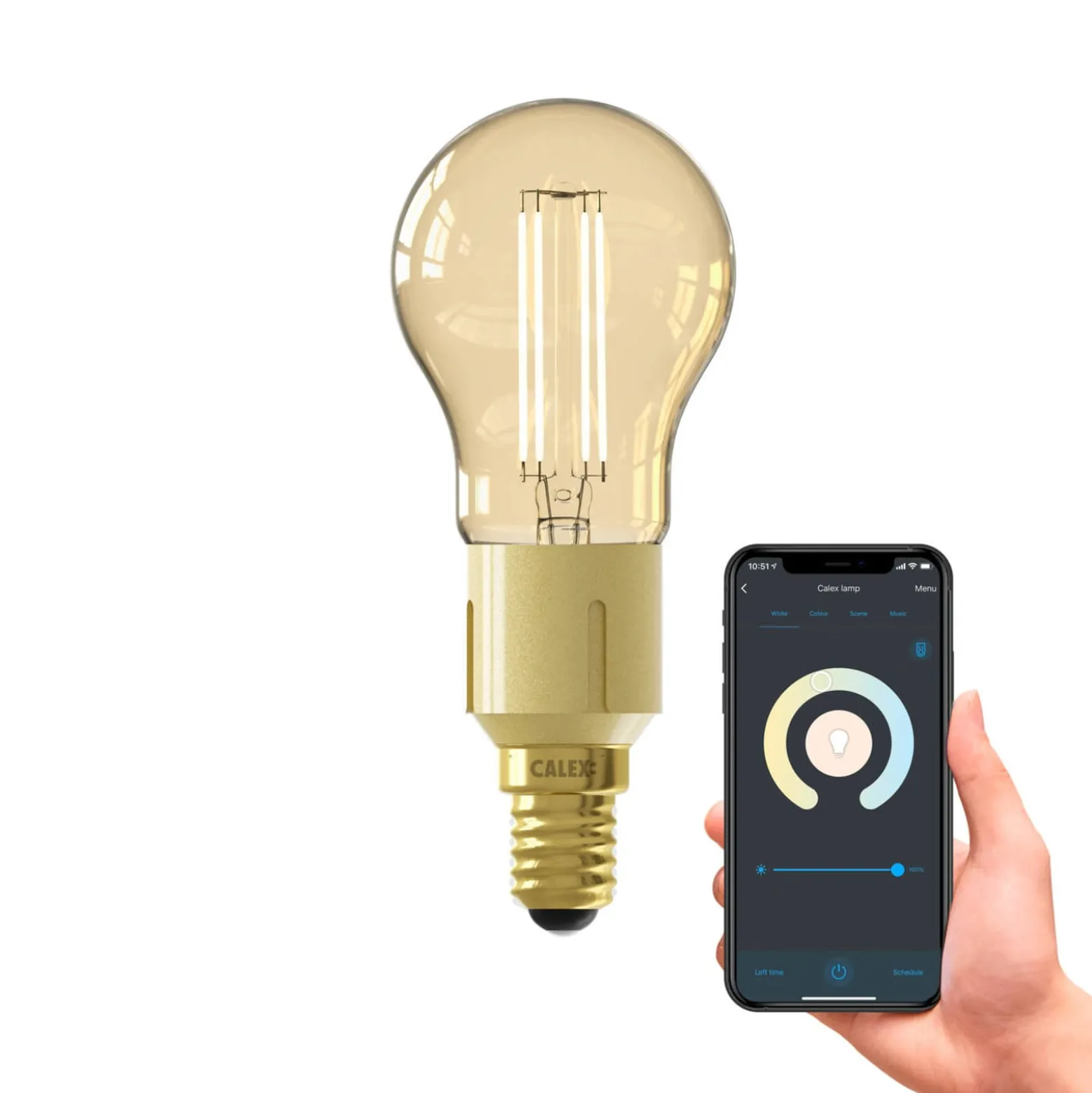 Calex Smart E14 4,9W LED filament kulta 1800–3000K