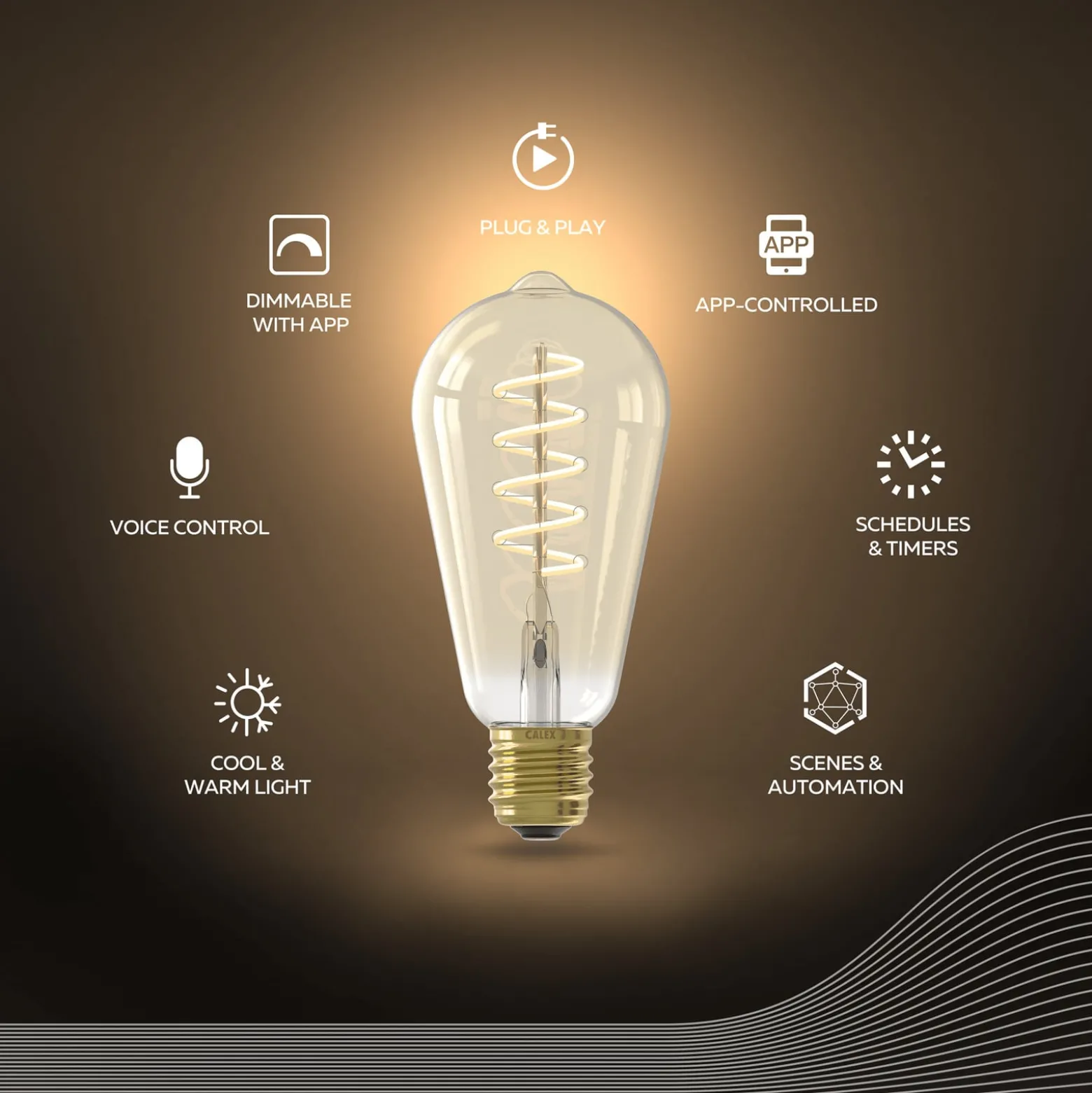 Calex Smart LED E27 7W ST64 1800 - 3000 K hehkulamppu