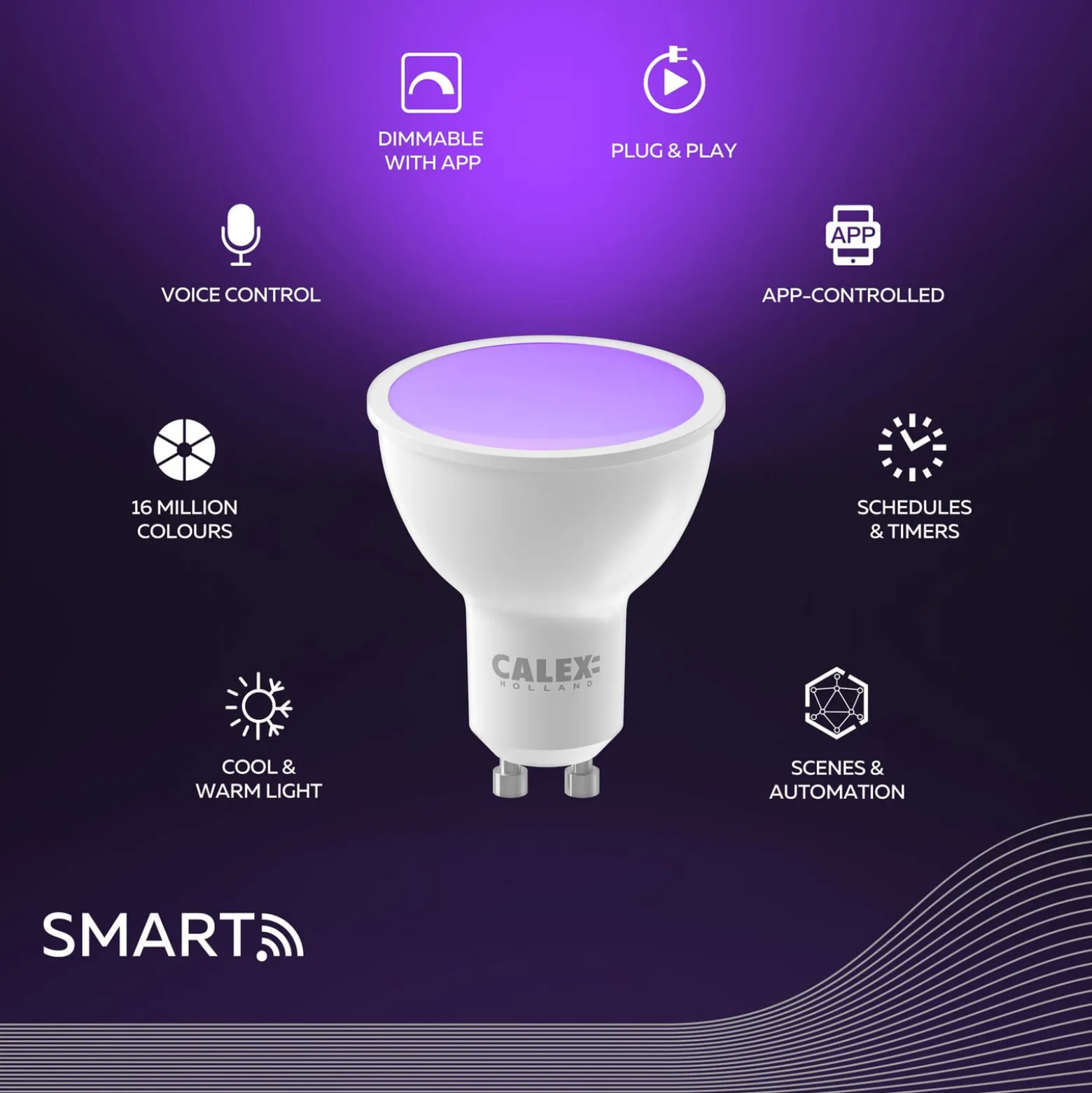 Calex Smart LED-heijastin GU10 4.9W CCT RGB CCT RGB