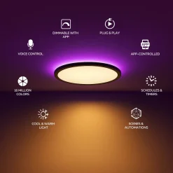 Calex Smart LED-kattovalaisin HALO Ø 30 cm musta IP54 RGB CCT