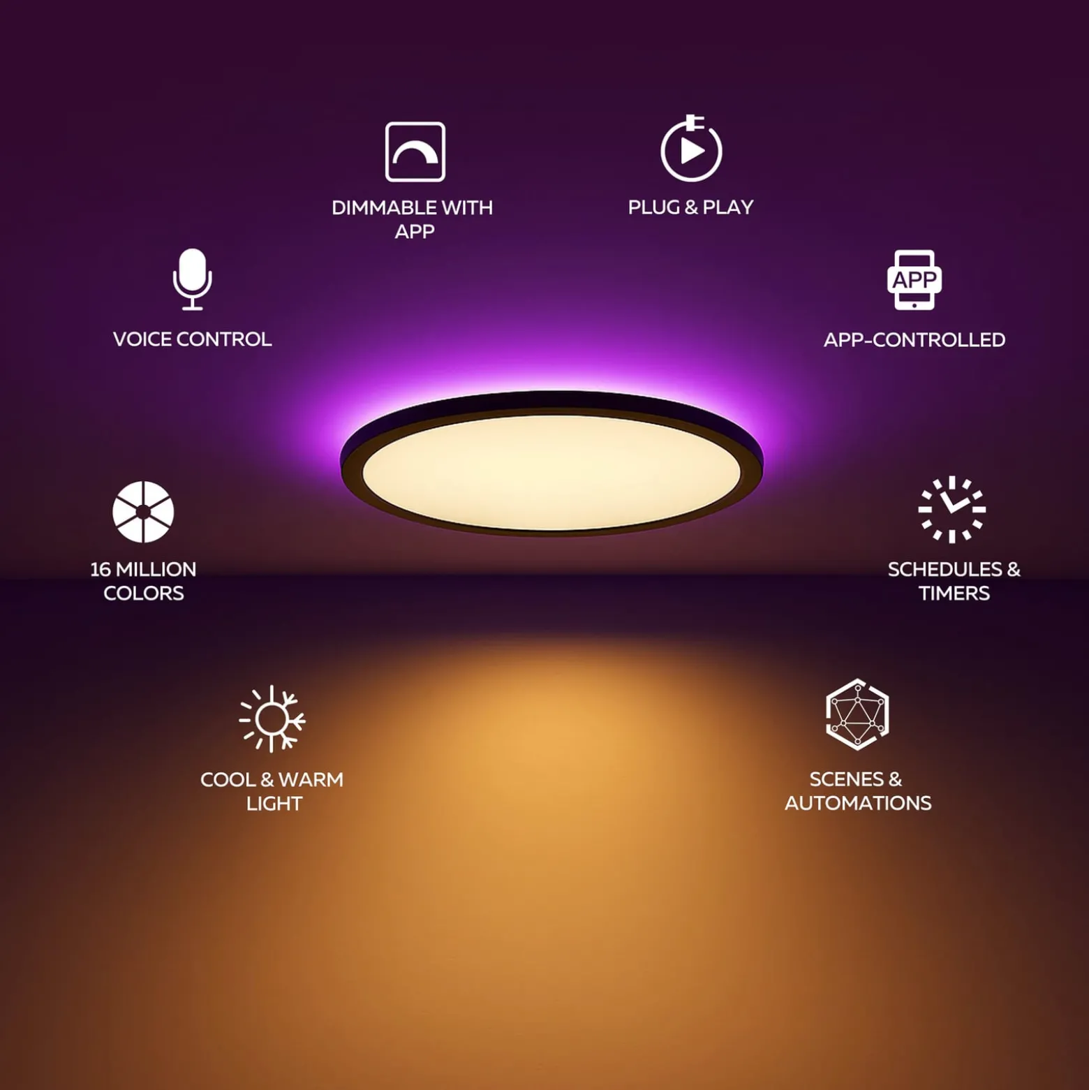 Calex Smart LED-kattovalaisin HALO Ø 30 cm musta IP54 RGB CCT