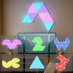 Calex Smart LED-seinävalaisin TRIANGLES, 9-osainen, RGBW, himmennettävä