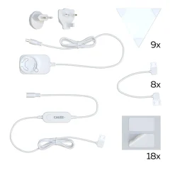 Calex Smart LED-seinävalaisin TRIANGLES, 9-osainen, RGBW, himmennettävä