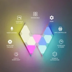 Calex Smart LED-seinävalaisin TRIANGLES, 9-osainen, RGBW, himmennettävä