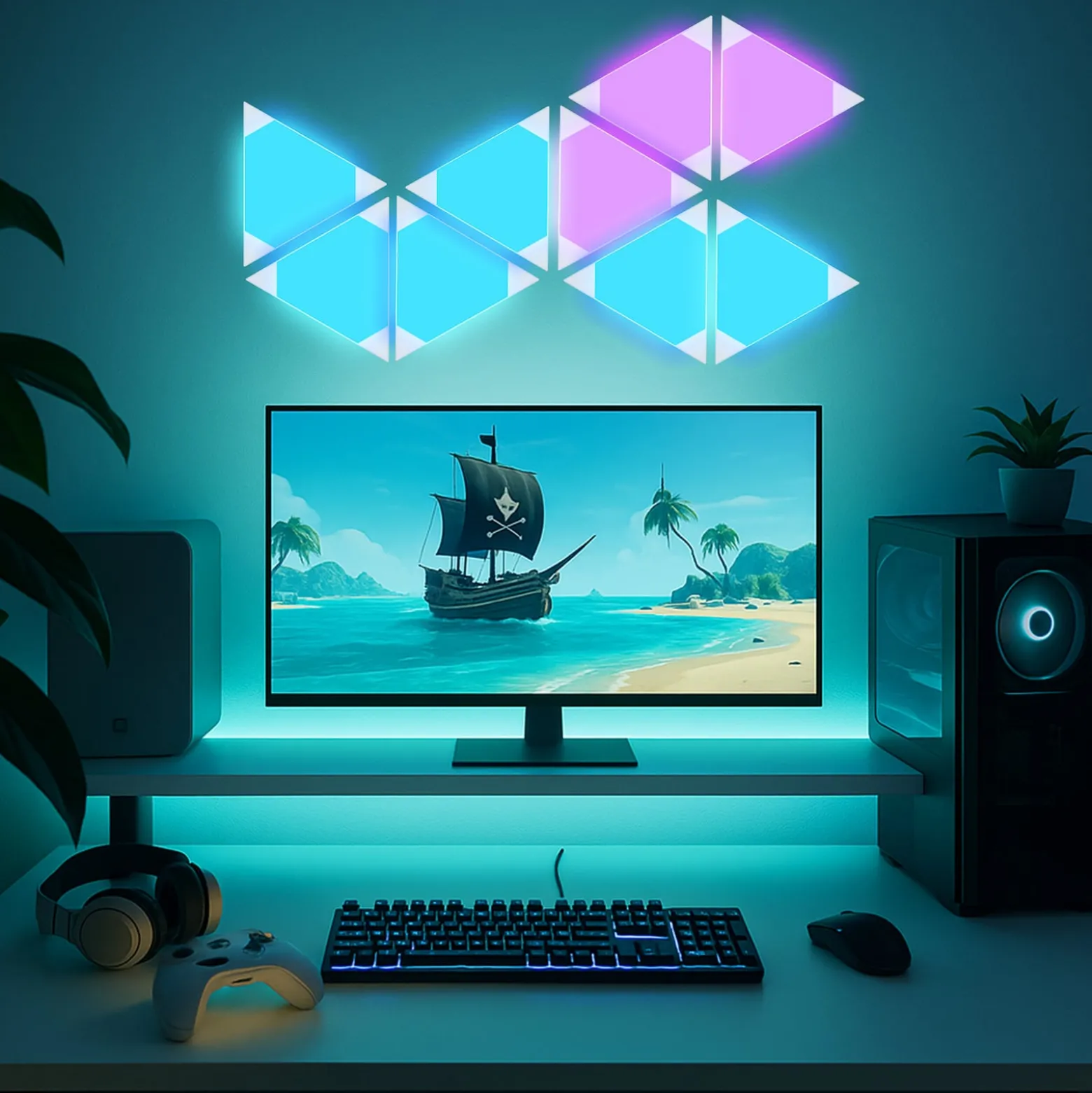 Calex Smart LED-seinävalaisin TRIANGLES, 9-osainen, RGBW, himmennettävä
