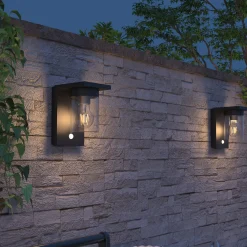 Calex Solar LED-ulkoseinävalaisin Asti, anturi, IP44, musta