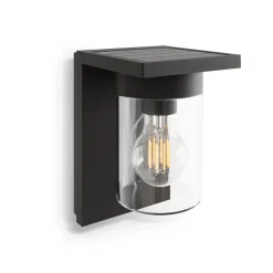 Calex Solar LED-ulkoseinävalaisin Asti, anturi, IP44, musta