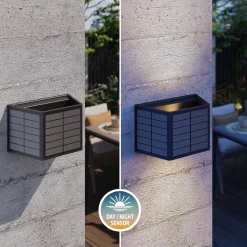 Calex Solar LED-ulkoseinävalaisin Caserta, ylös/alas, musta
