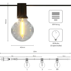 Calex Solar LED-valoketju Vista, pituus 10 metriä, IP44