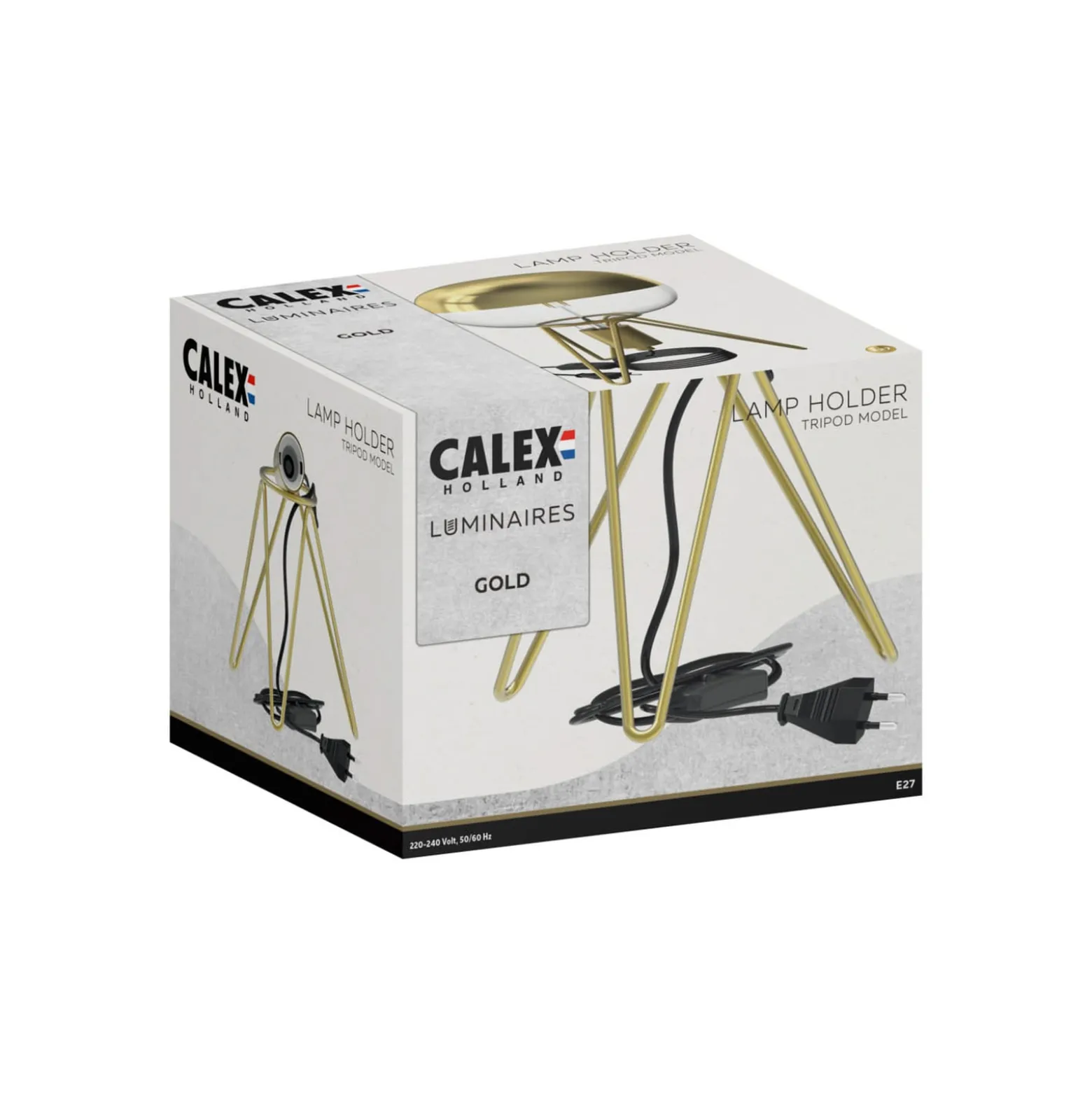 Calex Tripod -pöytävalaisin, kulta