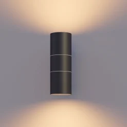 Calex ulkoseinälamppu GU10 ruostumaton teräs, ylös/alas, 17 cm, musta